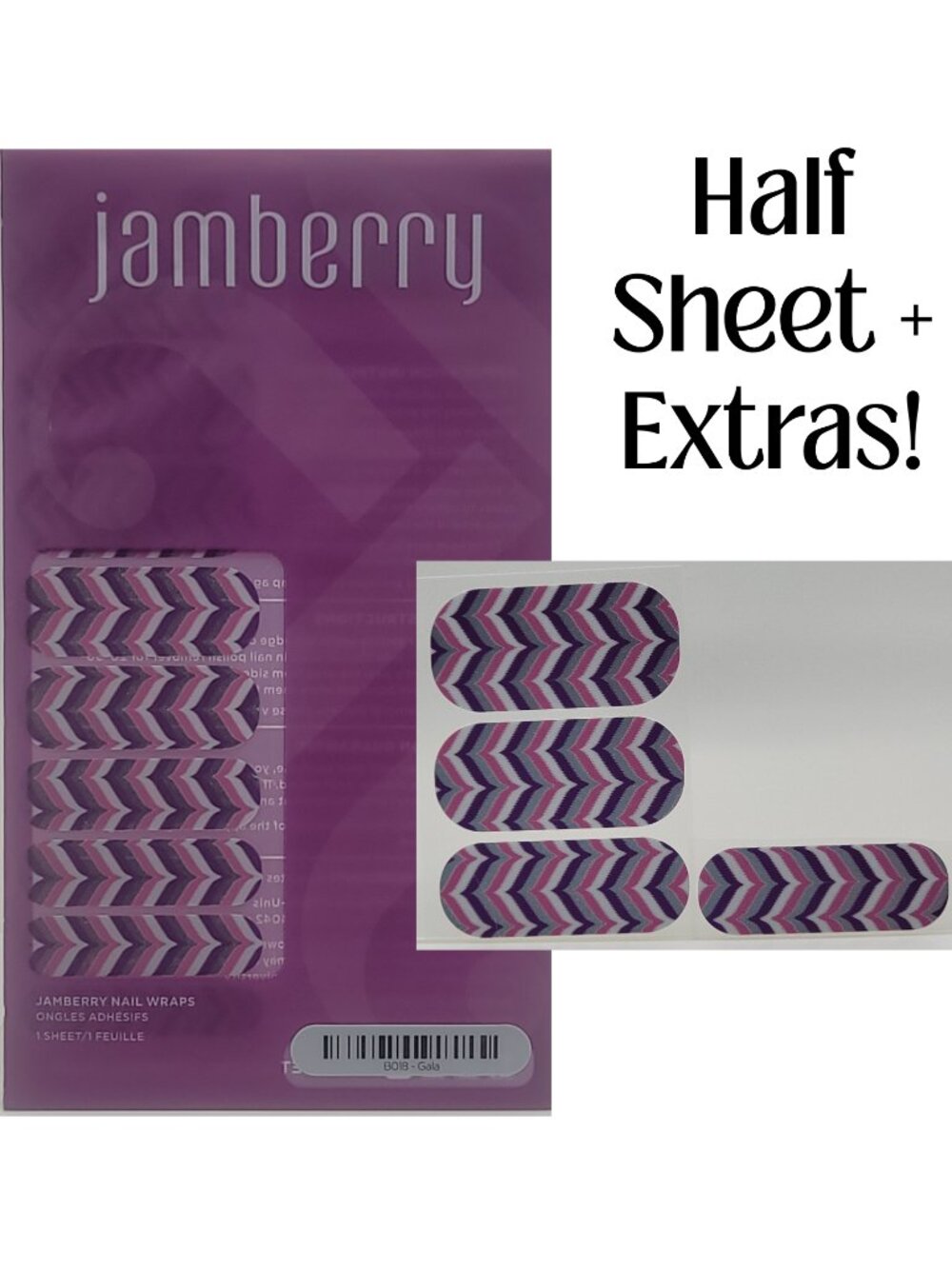 Jamberry Nail Wraps, Gala, Half Sheet+Extras